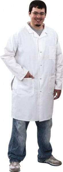 PRO-SAFE - Size XL White Lab Coat - Polyester and Cotton, Snap Front, Open Wrists, (2 Pass Through Pockets and Front Chest and Hip Pocket) - Best Tool & Supply