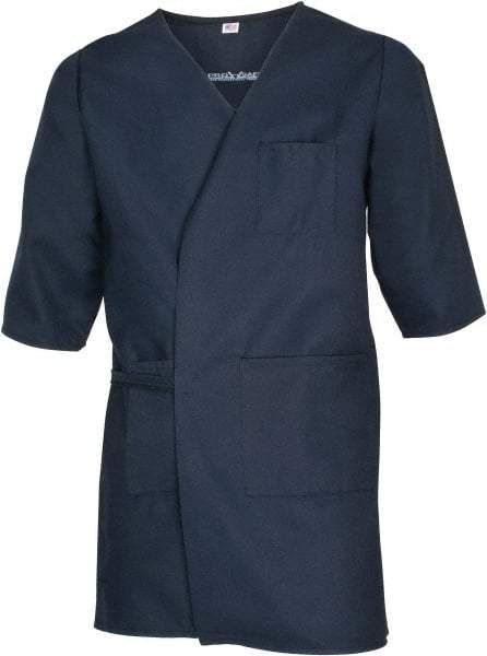 PRO-SAFE - Size L Navy Blue Smock with 5 Pockets - Polyester and Cotton, Buttonless and Ties In Back - Best Tool & Supply