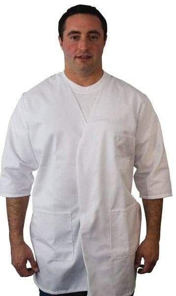 PRO-SAFE - Size M White Smock with 5 Pockets - Polyester and Cotton, Buttonless and Ties In Back - Best Tool & Supply