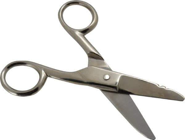 Wiss - 1-7/8" LOC, 5-1/4" OAL Nickel Plated Standard Scissors - Serrated, Plastic Handle, For Electrical - Best Tool & Supply