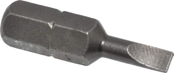 Apex - 0.138" x 0.025" Blade, 1/4" Drive Slotted Screwdriver Bit - 1" OAL, Insert Bit - Best Tool & Supply