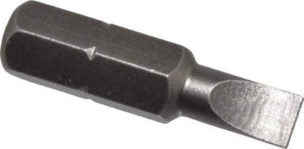 Apex - 3/16" x 0.034" Blade, 1/4" Drive Slotted Screwdriver Bit - 1" OAL, Insert Bit - Best Tool & Supply