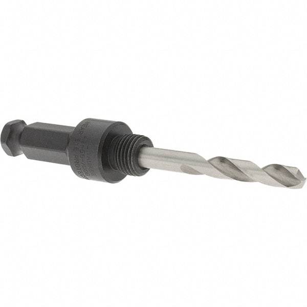 Milwaukee Tool - 5/8 to 1-3/16" Tool Diam Compatibility, Straight Shank, Steel Integral Pilot Drill, Hole Cutting Tool Arbor - 1/2" Min Chuck, Hex Shank Cross Section, Threaded Shank Attachment, For Hole Saws - Best Tool & Supply