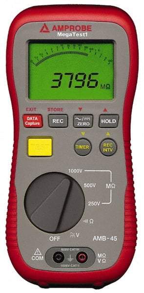 Amprobe - Digital LCD Display, 4,000 Megohm Electrical Insulation Resistance Tester & Megohmmeter - 1,000 VDC Max Test Voltage, Powered by 1.5V AA Battery - Best Tool & Supply