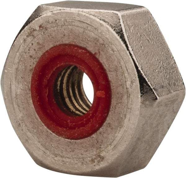 APM HEXSEAL - #10-32 Thread, 3/8" Wide x 7/32" High, Brass Self Sealing Hex Jam Nut - Nickel Plated, Silicone O Ring, Right Hand, UNF Thread - Best Tool & Supply