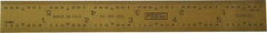 Fowler - 6" Long, 1/64, 1/32" and 0.5, 1mm Graduation, Rigid Steel Rule - English/Metric Graduation Style, 1/2" Wide, Yellow, Titanium Finish - Best Tool & Supply