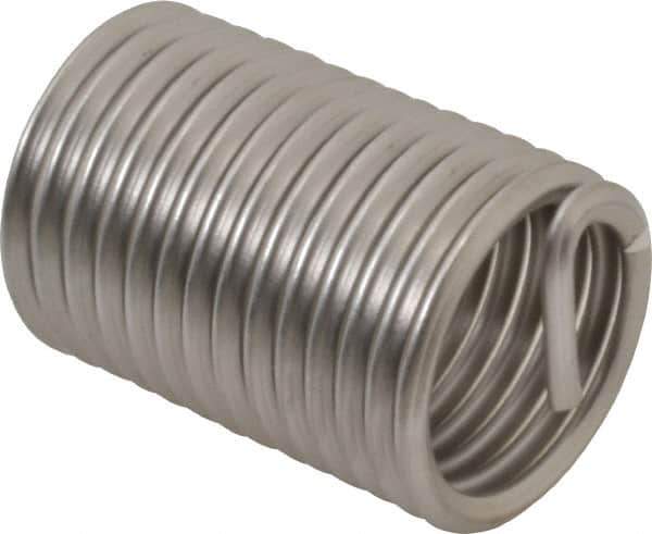 Recoil - 1-8 UNC, 2" OAL, Free Running Helical Insert - 14 Free Coils, Tanged, Stainless Steel, Bright Finish, 2D Insert Length - Best Tool & Supply