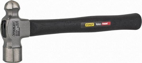 Stanley - 1 Lb Head High Carbon Steel Ball Pein Hammer - Hickory Handle, 14" OAL - Best Tool & Supply