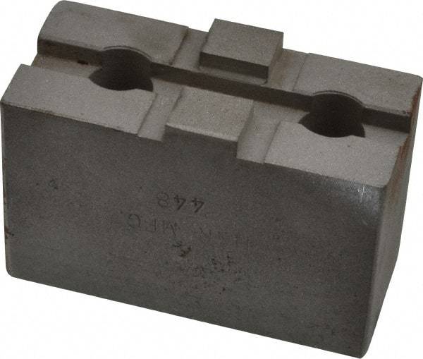 H & R Manufacturing - 6" Chuck Capacity, Tongue & Groove Attachment, Square Soft Lathe Chuck Jaw - Steel, 1-1/2" Btw Mount Hole Ctrs, 2-5/8" Long x 1-1/4" Wide x 1-5/8" High, 5/16" Groove - Best Tool & Supply