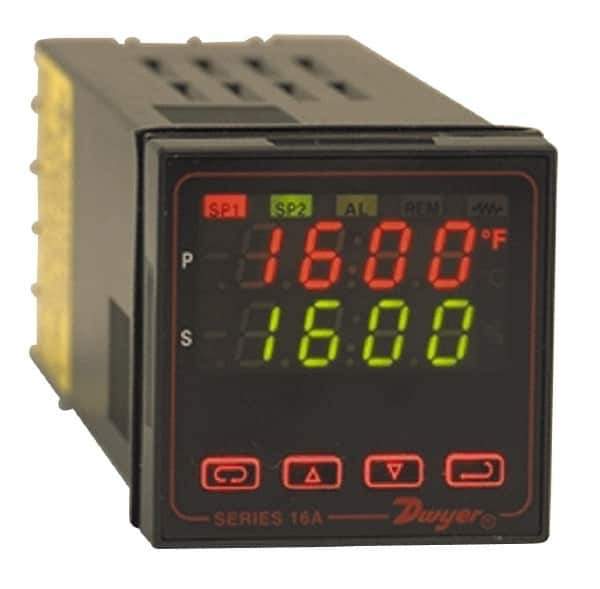 Dwyer - -350 to 4,208°F 1/16 DIN Temperature/Process Control - Dual 4-Digit LCD Display, Fuzzy Logic PID Control, 100-240 VAC/VDC - Best Tool & Supply