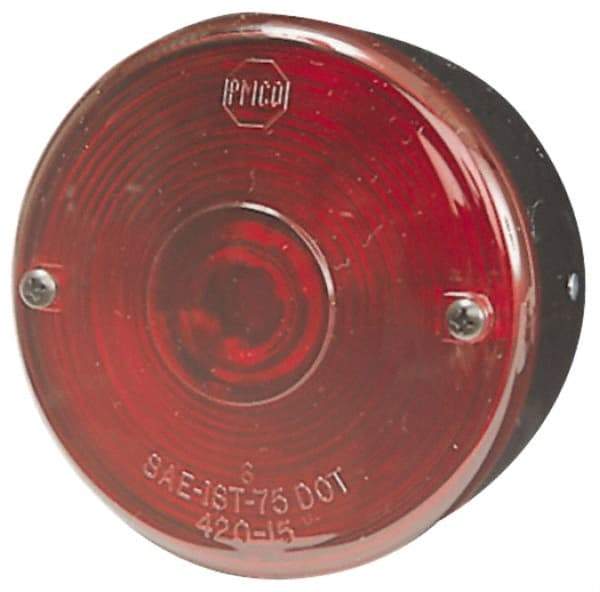 Peterson - 3-3/4" Diam, Red Lens & Reflector - Plastic, 12 Volt - Best Tool & Supply