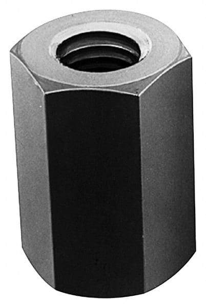 Made in USA - 1-8 UNC, 2-3/4" OAL Steel Standard Coupling Nut - Zinc-Plated Finish, 1-3/8" Width Across Flats - Best Tool & Supply