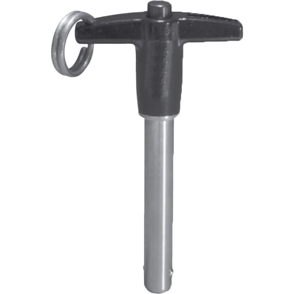 Ball Grip Quick-Release Pin: T-Handle, 3/4″ Pin Dia, 3/4″ Usable Length 2.47″ OAL, 17-4 Stainless Steel, Aluminum Handle