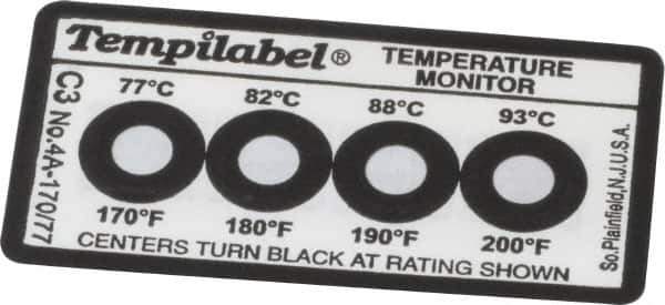 Tempil - 77/82/88/93°C Temp Indicating Label - 4 Ratings - Best Tool & Supply