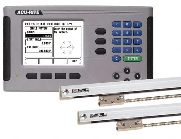 Milling DRO System: 3 Axis, 35″ X-Axis Travel, 13″ Y-Axis Travel Calculator Function, Transmissive LCD Display