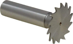 Made in USA - 1-1/4" Diam x 3/64" Face Width, High Speed Steel, 18 Teeth, Shank Connection Woodruff Keyseat Cutter - Uncoated, 2-3/16" OAL x 1/2" Shank, Straight Teeth - Best Tool & Supply