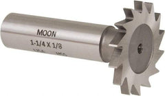 Made in USA - 1-1/4" Diam x 1/8" Face Width, High Speed Steel, 18 Teeth, Shank Connection Woodruff Keyseat Cutter - Uncoated, 2-3/16" OAL x 1/2" Shank, Straight Teeth - Best Tool & Supply