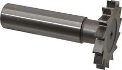 Made in USA - 1-1/4" Diam x 5/32" Face Width, High Speed Steel, 18 Teeth, Shank Connection Woodruff Keyseat Cutter - Uncoated, 2-3/16" OAL x 1/2" Shank, Straight Teeth - Best Tool & Supply