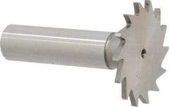 Made in USA - 1-3/8" Diam x 5/64" Face Width, High Speed Steel, 18 Teeth, Shank Connection Woodruff Keyseat Cutter - Uncoated, 2-1/4" OAL x 1/2" Shank, Straight Teeth - Best Tool & Supply