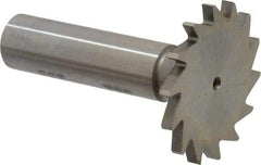 Made in USA - 1-3/8" Diam x 7/64" Face Width, High Speed Steel, 14 Teeth, Shank Connection Woodruff Keyseat Cutter - Uncoated, 2-1/4" OAL x 1/2" Shank, Straight Teeth - Best Tool & Supply