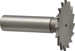 Made in USA - 1-1/2" Diam x 1/16" Face Width, High Speed Steel, 20 Teeth, Shank Connection Woodruff Keyseat Cutter - Uncoated, 2-1/4" OAL x 1/2" Shank, Straight Teeth - Best Tool & Supply