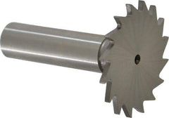 Made in USA - 1-1/2" Diam x 5/64" Face Width, High Speed Steel, 20 Teeth, Shank Connection Woodruff Keyseat Cutter - Uncoated, 2-1/4" OAL x 1/2" Shank, Straight Teeth - Best Tool & Supply