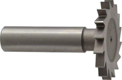 Made in USA - 1-1/2" Diam x 11/64" Face Width, High Speed Steel, 20 Teeth, Shank Connection Woodruff Keyseat Cutter - Uncoated, 2-1/4" OAL x 1/2" Shank, Straight Teeth - Best Tool & Supply