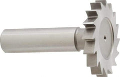 Made in USA - 1-1/2" Diam x 7/32" Face Width, High Speed Steel, 20 Teeth, Shank Connection Woodruff Keyseat Cutter - Uncoated, 2-1/4" OAL x 1/2" Shank, Straight Teeth - Best Tool & Supply