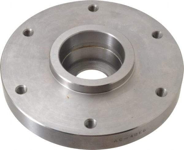 Buck Chuck Company - Adapter Back Plate for 6" Diam Self Centering Lathe Chucks - 4° Taper Mount, 1.32" Through Hole Diam, 4.906mm ID, 6-1/2" OD, 1.12" Flange Height, Steel - Best Tool & Supply