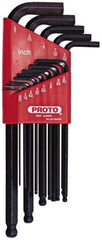 Proto - 13 Piece L-Key Ball End Hex Key Set - Hex Range 0.05 to 3/8", Carbon Steel - Best Tool & Supply