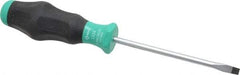 Wera - 198mm OAL Standard Slotted Screwdriver - 100mm Blade Length, Round Shank, Ergonomic Handle - Best Tool & Supply