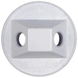 Cooper Crouse-Hinds - 2 Outlet, 1/2" Hole Diam, Powder Coat Finish, Round Noncorrosive Weatherproof Box Cover - 4-1/2" Wide x 9/16" High, Wet Locations, Aluminum, UL Listed - Best Tool & Supply