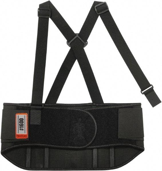 Ergodyne - Size 3XL, Elastic Belt with Adjustable Shoulder Straps - 46 to 52" Waist, 9" Wide, Detachable Strap, Black - Best Tool & Supply