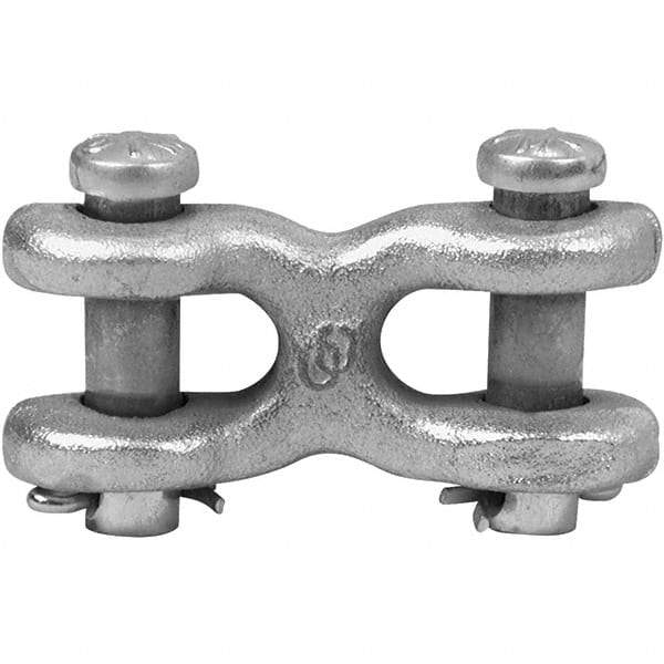 Campbell - Zinc Plated Forged Steel Double Clevis Link - 1/4" Diameter, 3,900 Lb Load Limit - Best Tool & Supply