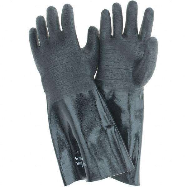 SHOWA - 18 mil Thick, Chemical Resistant Gloves - SZ10 RGH GRIP BLK 1/PR NEOGRAB ELBW LEN CHEM GLV - Best Tool & Supply