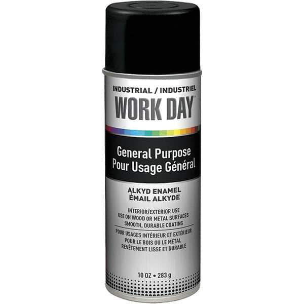 Krylon - Black, 10 oz Net Fill, Flat, Enamel Spray Paint - 9 to 13 Sq Ft per Can, 10 oz Container, Use on Ceramics, Glass, Metal, Plaster, Wood - Best Tool & Supply