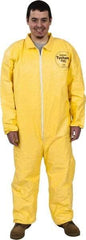 Dupont - Size 2XL PE Film Chemical Resistant Coveralls - Yellow, Zipper Closure, Elastic Cuffs, Elastic Ankles, Serged Seams - Best Tool & Supply