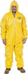 Dupont - Size 2XL PE Film Chemical Resistant Coveralls - Yellow, Zipper Closure, Elastic Cuffs, Elastic Ankles, Serged Seams - Best Tool & Supply