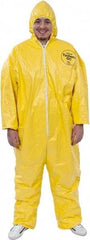 Dupont - Size 4XL PE Film Chemical Resistant Coveralls - Yellow, Zipper Closure, Elastic Cuffs, Elastic Ankles, Serged Seams - Best Tool & Supply