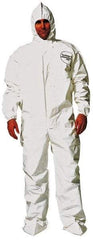 Dupont - Size 4XL Saranex Chemical Resistant Coveralls - White, Zipper Closure, Elastic Cuffs, Open Ankles, Bound Seams - Best Tool & Supply