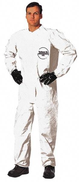 Dupont - Size 3XL Saranex Chemical Resistant Coveralls - White, Zipper Closure, Elastic Cuffs, Elastic Ankles, Bound Seams - Best Tool & Supply