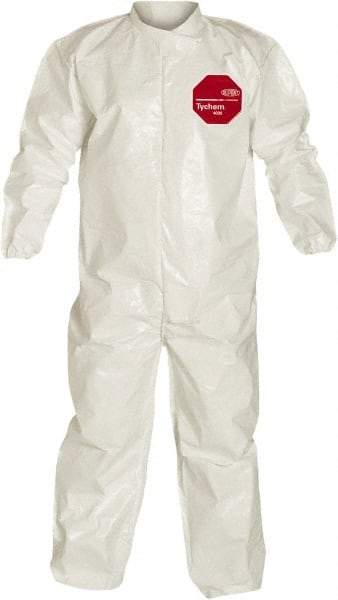 Dupont - Size 2XL Saranex Chemical Resistant Coveralls - White, Zipper Closure, Elastic Cuffs, Elastic Ankles, Bound Seams - Best Tool & Supply