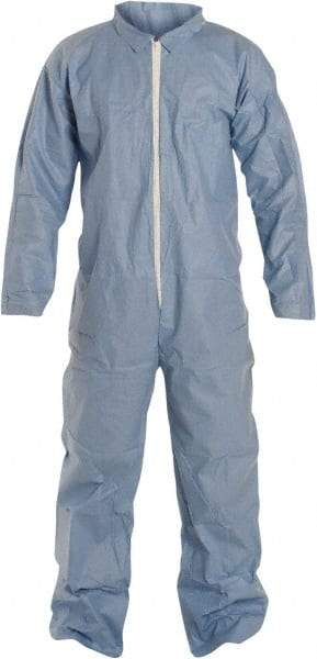 Dupont - Size M FR Disposable Flame Resistant/Retardant Coveralls - Blue, Zipper Closure, Open Cuffs, Open Ankles, Serged Seams - Best Tool & Supply