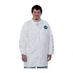 Dupont - Size 3XL White Disposable Chemical Resistant Lab Coat - Tyvek, Snap Front, Open Cuff - Best Tool & Supply