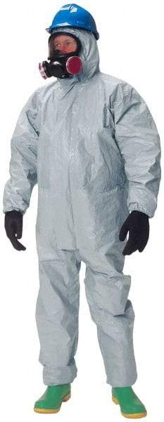 Dupont - Size 2XL Hazmat Chemical Resistant Coveralls - Gray, Zipper Closure, Elastic Cuffs, Elastic Ankles, Taped Seams - Best Tool & Supply