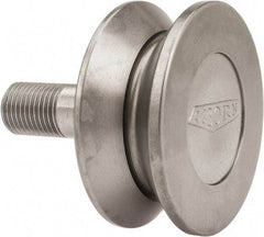 Osborn International - 2" Roller Diam x 27/32" Width, 1/2" Stud Diam x 1-1/4" Length, V Grooved Concentric Stud - Steel, 5/8" Thread Length, 1/2-20 Thread, 2-3/32" OAL, 600 Lb Dynamic Cap - Best Tool & Supply