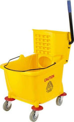 PRO-SOURCE - 31 Qt Plastic Bucket & Wringer - 22" Long x 18-1/2" High x 17" Wide, Yellow - Best Tool & Supply