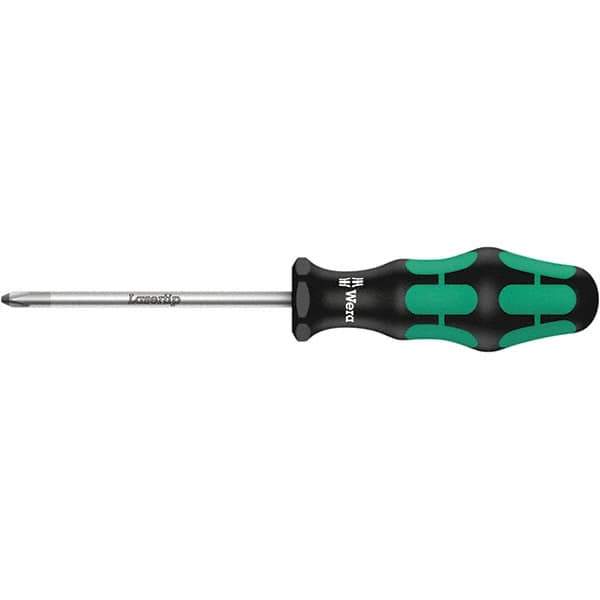 Wera - #2 Point, 4" Blade Length Posidrive Screwdriver - 398mm OAL - Best Tool & Supply