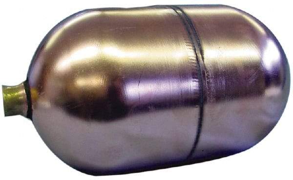 Made in USA - 3" Diam x 7" Long, Oblong, Round Spud Connection, Metal Float - 1/4-20 Thread, Stainless Steel, 150 Max psi, 25 Gauge - Best Tool & Supply