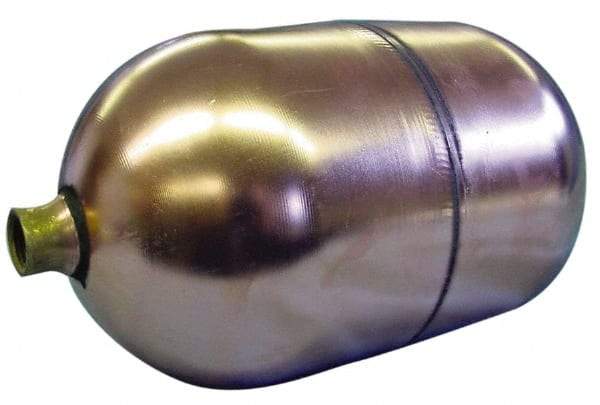 Made in USA - 6" Diam x 8" Long, Oblong, Round Spud Connection, Metal Float - 1/4" NPT Thread, Copper, 25 Max psi, 21 Gauge - Best Tool & Supply